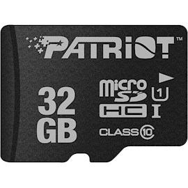 მეხსიერების ბარათი Patriot PSF32GMCSDHC10, 32GB, MicroSDHC, Memory Card with SD, Black